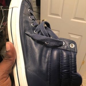 Blue converse leather shoes